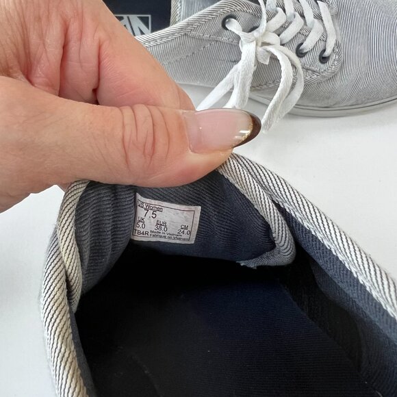 Vans Original Blue and White Stripped Boat Sneakers - Picture 10 of 11